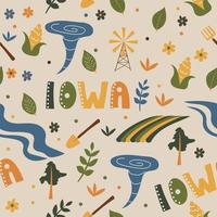 USA collection. Vector illustration of Iowa theme. State Symbols