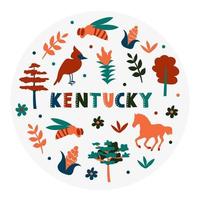 USA collection. Vector illustration of Kentucky theme. State Symbols