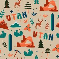 USA collection. Vector illustration of Utah theme. State Symbols