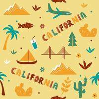 USA collection. Vector illustration of California theme. State Symbols