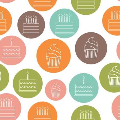 Birthday Cake Flat Seamless Pattern Background Vector Illustration