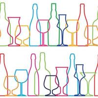 Vector Illustration of Silhouette Alcohol Bottle Seamless Pattern Background