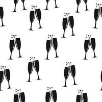 Two Glasses of Champagne Silhouette Seamless Pattern Background Vector Illustration