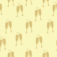 Two Glasses of Champagne Silhouette Seamless Pattern Background Vector Illustration
