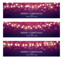 Merry Christmas Abstract Ligth Bulb Garland Background Vector Illustration