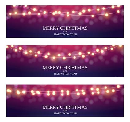 Merry Christmas Abstract Ligth Bulb Garland Background Vector Illustration