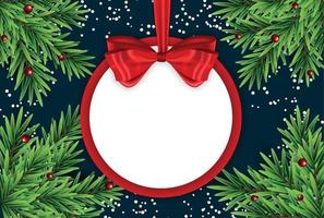 Abstract Holiday New Year and Merry Christmas Background with Frame and Bow. Vector Illustration