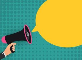 Megaphone with speech bubble. Vector Illustration