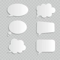 White blank retro speech bubbles set on transparent background. Vector Illustration