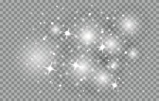 polvo de estrellas con destellos brillantes, chispas brillantes. fabuloso cielo navideño sobre un fondo transparente. vector