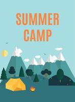 Summer Camping Nature Background in Modern Flat Style with Sample Text vector