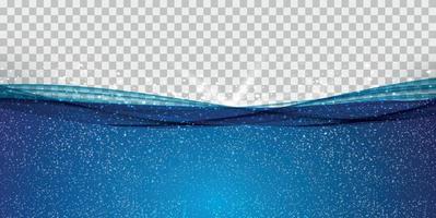 Abstract Blue underwater ocean Wave on Transparent Background. Vector Illustration