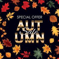 Abstract Vector Illustration Autumn Sale Background with Falling Autumn Leaves