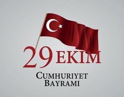 29 ekim cumhuriyet bayraminiz. traducción. 29 de octubre día de la república de turquía. ilustración vectorial vector