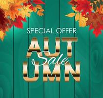 Abstract Vector Illustration Autumn Sale Background with Falling Autumn Leaves