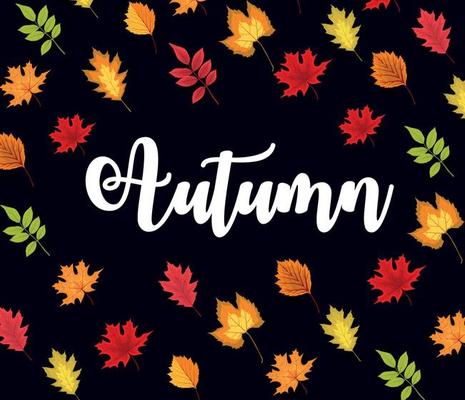 Abstract Vector Illustration Background with Falling Autumn Leaves