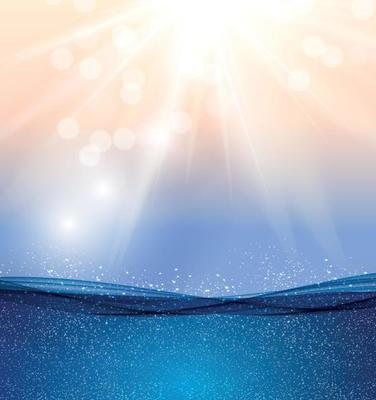 Abstract Blue underwater ocean Wave Background. Vector Illustration