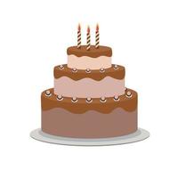 Birthday Cake Flat Icon for Your Design, Vector Illustration