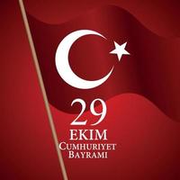 29 Ekim Cumhuriyet Bayraminiz. Translation. 29 october Republic Day Turkey. Vector Illustration