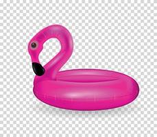 Inflatable circle for swimming and relaxing pink flamingos inflatable on transparent background. Vector Illustration