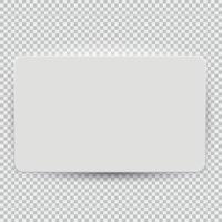 White blank credit or gift card model template top view with shadow isolated on transparent background. Vector Illustration