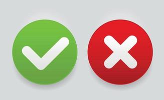 Red and Green Check Mark Icons Button Vector Illustration