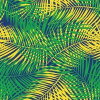 Seamless pattern. The leaves of palm trees with the inscription in 2016 of color flag of Brazil. Vector Illustration.