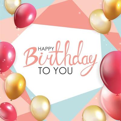 Abstract Happy Birthday Balloon Background Card Template Vector Illustration