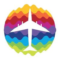 icono de color del arco iris de avión para aplicaciones móviles y web vector