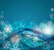 Abstract Christmas and New Year Wave Background with Lights and Snowflakes. Vector Illustration