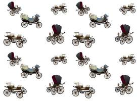 Old Wagon for the Horses. Seamless pattern. Isolated on White Background. vector