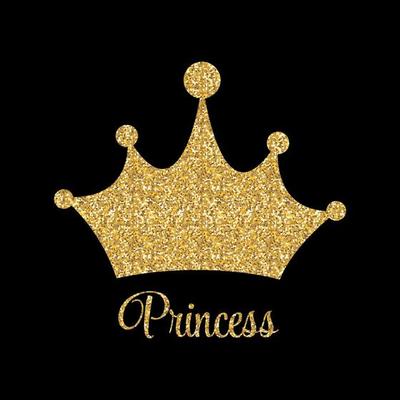 Princess Golden Glossy Background with Crown Vector Illustration