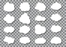 conjunto de nubes diferentes sobre fondo transparente. ilustración vectorial vector