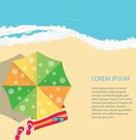 Summer Time Background. Sunny Beach in Flat Design Style Vector Illustration