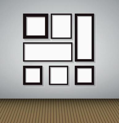 Abstract Gallery Background with Lighting Lamp and Frame. Empty Space for Your Text or Object