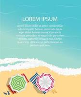 Summer Time Background. Sunny Beach in Flat Design Style Vector Illustration