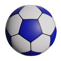 Realistic blue soccer ball isolated 3d rendering