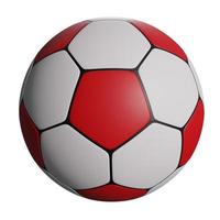Realistic red soccer ball isolated 3d rendering photo