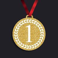 Art Golden Medal Icon Sign First Place. Vector Illustration