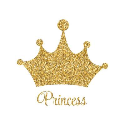 Princess Golden Glossy Background with Crown Vector Illustration