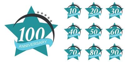 Template Logo Set Anniversary Vector Illustration