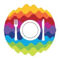icono de color de arco iris de comida y bebida para aplicaciones móviles y web vector
