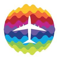 icono de color del arco iris de avión para aplicaciones móviles y web vector