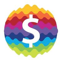 dólar icono de color del arco iris para aplicaciones móviles y web vector