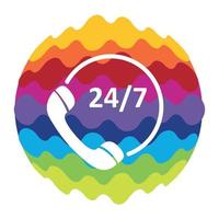 Customer service 24 7 Rainbow Color Icon for Mobile Applications and Web vector