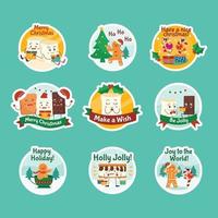 Sticker Set of Sweet Treats for Christmas Celebration vector