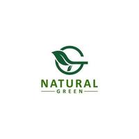 natural logo with letter g combined with leaves vector