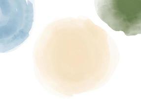 Circle watercolor illustration with three colors, isolated on white, simple design element texture for background template in green, blue, and cream. photo