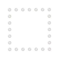 Square frame with pink beads isolated on a white background. Vector illustration for design of postcards, photos, logos, holiday. The frame is a square of round balls of pearls.