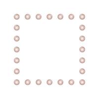 Square frame with pink beads isolated on a white background. Vector illustration for design of postcards, photos, logos, holiday. The frame is a square of round balls of pearls.